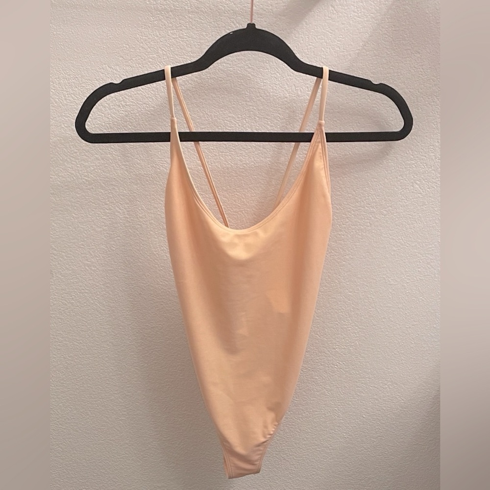 Forever 21 Peach Spaghetti Strap Criss Cross Back One Piece Swimsuit